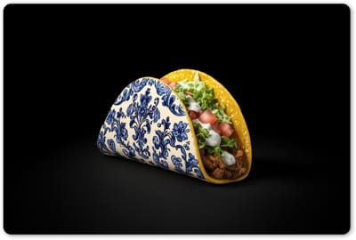 Placemats 45x30 cm - Placemat kunststof - 1 stuk - Taco - Vlees - Salade - Delftsblauw - Motief - Borden onderleggers - Decoratie voor op tafel - Keuken tafeldecoratie accessoires - Vinyl onderlegger - Tafelversiering
