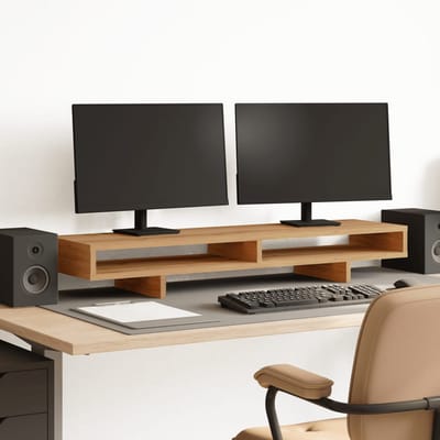 vidaXL - Monitorstandaard - 100x27x15 - cm - bewerkt - hout - artisanaal - eiken