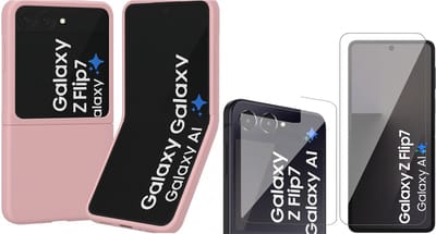 Hoesje geschikt voor Samsung Galaxy Z Flip 7 - Screenprotector Volledig Dekkend Premium PET - Mat Back Case Roze