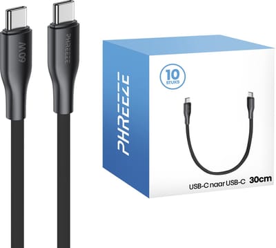 Grootverpakking usb C kabeltjes voor auto - 10 pack - 65w fast charge