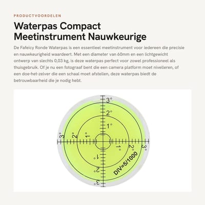Dailygoods - Waterpas - Compact Meetinstrument - Nauwkeurige Niveaus - Ronde 60mm - Meetgereedschap - Voor bouw en klus - Handzaam formaat