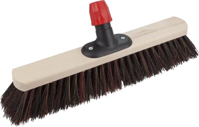 Buemag Bezemkop - Arenga/Elaston mix - zwart/rood - hard - hout - 50 cm - straatbezem/buitenbezem - bezem