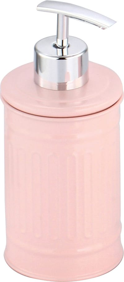 MSV Zeeppompje/dispenser - Industrial - metaal - lichtroze/zilver - 7.5 x 17 cm - 250 ml