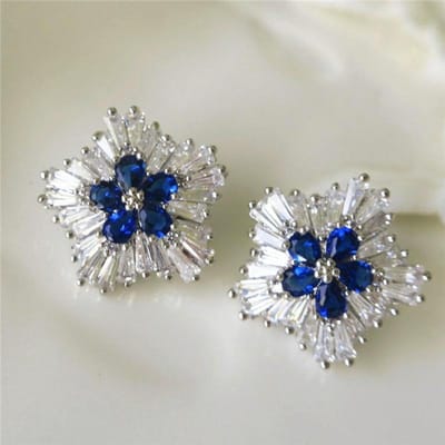 POMOiii Prachtige Blauwe Zirconia Oorbellen Verloving Bruiloft Feest Accessoires Voor Vrouwen Blauwe Oorbellen Mode Sieraden