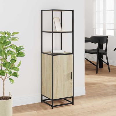 vidaXL - Hoge - kast - 35,5x35x139 - cm - bewerkt - hout - en - metaal - sonoma - eiken