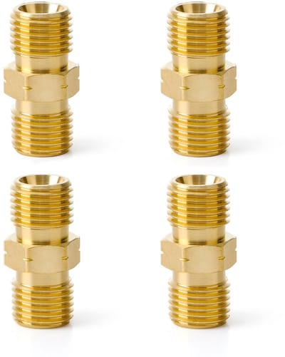 Dailygoods- Gasslangverbinder 4 Stuks - Gassnelkoppeling - Messing - 1/4 Inch AG Links - Dubbele Nippel - Corrosiebestendig