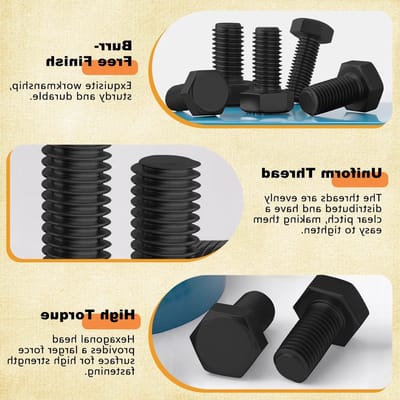 M8 Hex Bolts Zwart RVS A2 V2A 50mm - Set van 10 Stuks DIN 933 Machine Schroeven voor Diverse Toepassingen