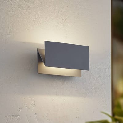 Lucande - LED wandlamp buiten - 2lichts - Aluminiumspuitgietwerk, polycarbonaat - H: 15.4 cm - grijs (RAL 7040) - Inclusief lichtbronnen