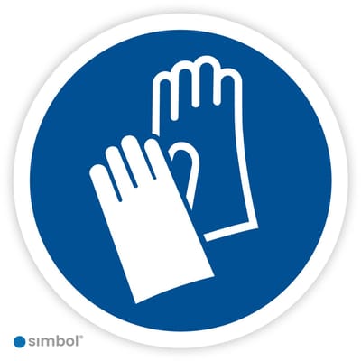 Simbol® - Stickers Dragen van Veiligheidshandschoenen verplicht (M009) - Formaat ø 5 cm.