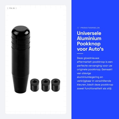 Dailygoods- Pookknop Universeel - Aluminium - 13 cm - Corrosiebestendig - Ergonomisch - Gloednieuw - Versnellingspook