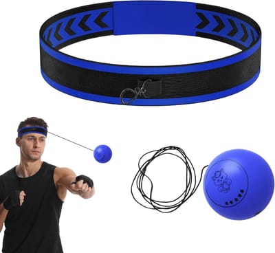 Boksen Reflex Bal - Trainingsaccessoire Bal - Verbeteren Reflexen - Verstelbare Hoofdband - 3 Ballen - Blauw Oranje Geel
