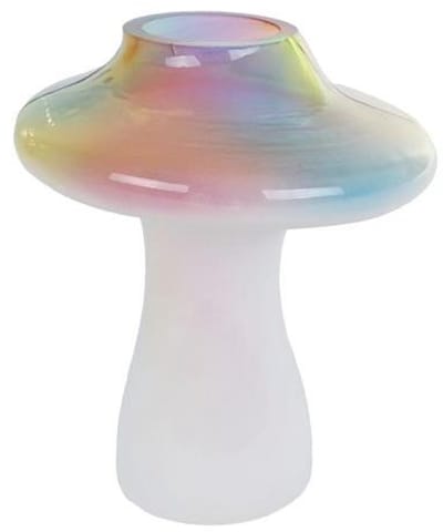 Beeld/Vaas Paddenstoel Rainbow glas H12cm