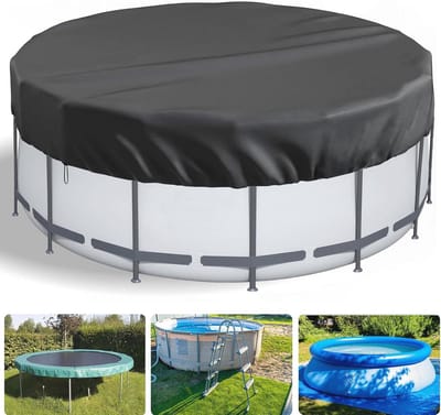 Ronde Zwembadafdekking 310 cm - Duurzaam UV-bestendig Oxford, Zwembadzeil voor Zomer en Winter met Spanlijnen en Grondpijpen, Zwart