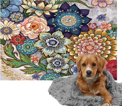 Ulticool – Zachte Fleece Deken - 100x150 cm – Bloemen Natuur Kunst - Plaid voor Huisdier - Decoratie Lente Zomer - Versiering voor huiskamer bank - Achterbank Auto - Kofferbak – Warme Warmtedeken voor Kat Poes Hond Hondenmand