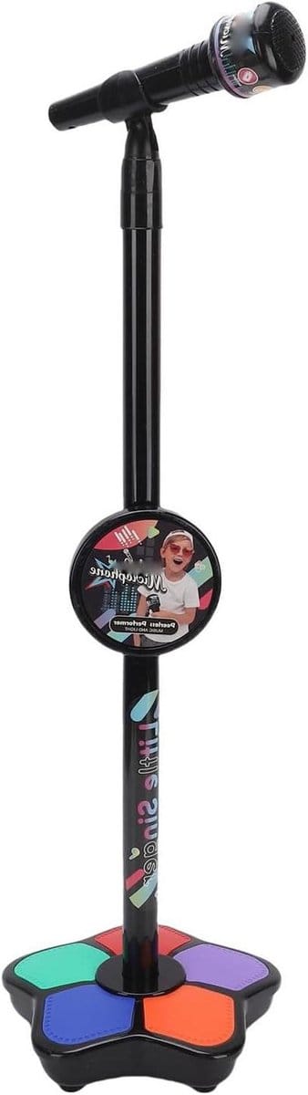 Kindermicrofoon met Standaard - Karaoke Microfoon - Zingen en Optreden - Vijf Kleurrijke Lichten