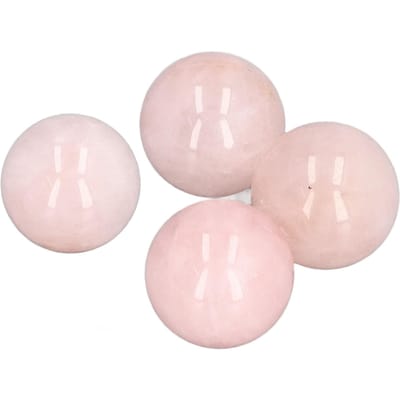 4 Stuks Rozenkwarts Kristallen Bollen 0.8in Diameter Heldere Negatieve Energie Helende Kristallen Bol voor beige