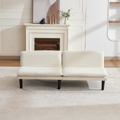 STILVORA Slaapbank 2-Zits - Verstelbare Rugleuning En Logeerfunctie - Voor Woonkamer En Kleine Ruimtes - Fluweel Beige