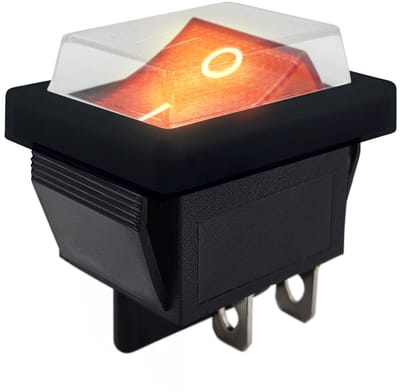ProRide Wipschakelaar ON-OFF KCD4-202 - met Zwart Beschermkapje - 2 Polig - 250V/16A - 30x22mm - Rood met controlelampje