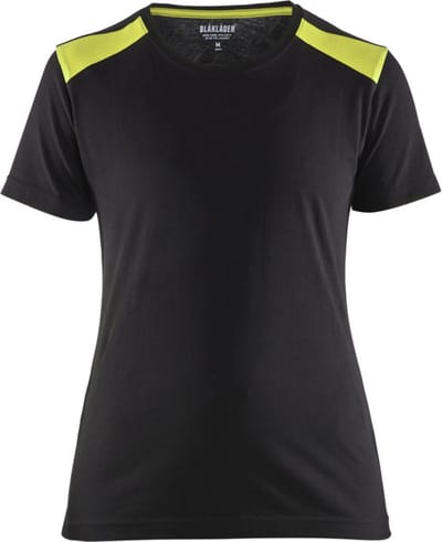 Blaklader Dames T-shirt 3479-1042 - Zwart/High Vis Geel - M