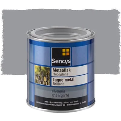 Sencys Metaallak Hoogglans Zilvergrijs 250ml