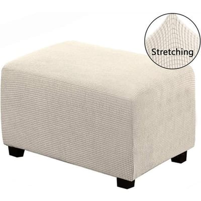 Rechthoekige Poef Krukhoes Poolvlies Elastisch Spandex Voetenbank Sofa Beschermhoes Meubelbeschermer S