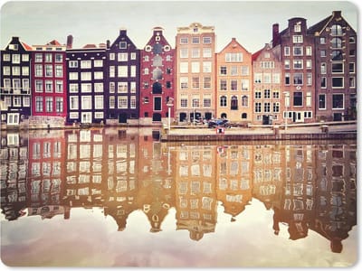Muismat Amsterdam - Typische gevels reflectie in het water muismat rubber - 23x19 cm - Muismat met foto