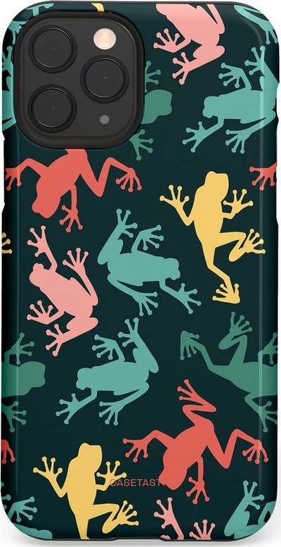 Casetastic Hoesje Geschikt voor Apple iPhone 11 Pro - Stijlvolle Beschermende Duo-layer Case - Regenwoud Kikkers
