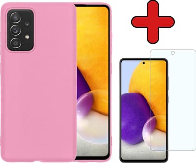 Hoesje - Met Screenprotector - Geschikt voor Samsung Galaxy A72 - Sterk & Shockproof - Telefoon Hoes - Back Cover - Siliconen Case - Telefoonhoes - Lichtroze