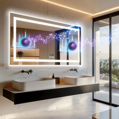 Led Badkamer Spiegel - Met Verlichting - 152,5 x 78 cm LED-badkamerspiegel met Dubbele Verlichting - Bluetooth-Luidspreker - Anti Condens - 3 kleuren - Dimbaar - Touchscreen - Make Up Spiegel
