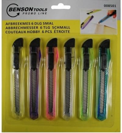 Benson Breekmesjes - 12x st - gekeurd - afbreekmesjes - uitschuifmesjes - Cuttermes - hobbymes