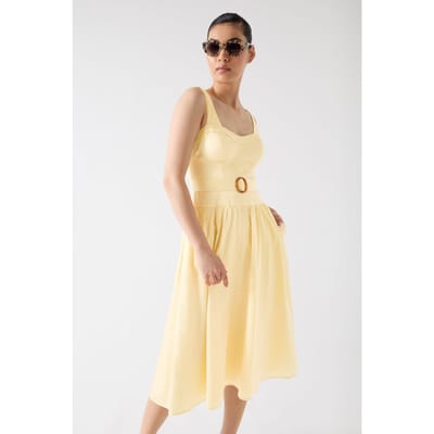 LK Bennett Dr Alessia Bustier Dress Buttermilk Size: 12 | Midi Dresses Outlet | Dames | Geel
