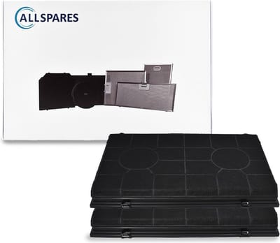 AllSpares Koolstoffilter (2x) voor afzuigkappen geschikt voor AEG-Electrolux Type 190 - Ikea CHF190, FAT190 - Whirlpool 484000008578 en Elica CFC0140055 (485x255x45mm)
