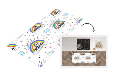 Keukenloper - Loper keuken - Regenboog - Wolken - Patroon - 120x50 cm - Keukenloper vinyl