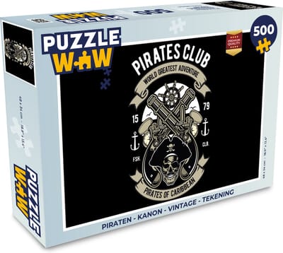 Puzzel Piraten - Kanon - Vintage - Tekening - Legpuzzel - Puzzel 500 stukjes