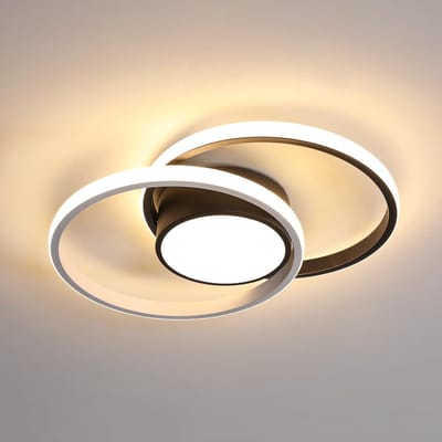 Moderne LED-plafondlamp, zwart 39W 4725LM, creatief rond ontwerp, ideaal voor eetkamer, hal, slaapkamer, keuken, balkon, zacht licht 3000K