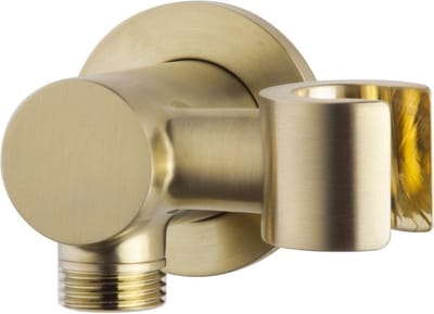 Wiesbaden UniMatch wandaansluitbocht met kantelbare handdouchehouder rond 1/2" geborsteld messing