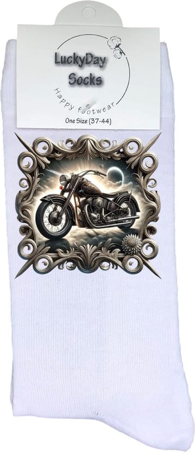 Motor - Opkikkertje - Biker - Spikes - Grappige sokken - Valentijn cadeau - Verjaardag - Geluk - Grappige sokken - Leuke sokken - Vrolijke sokken - Kleur - Kerst sokken - Vaderdag - Moederdag - Socks maken Happy - 37-44