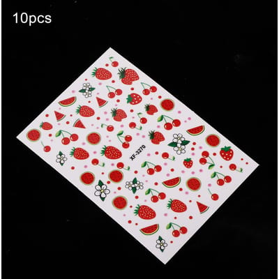 10 stuks 3D Nail Art Sticker Decoratie Zelfklevend DIY Manicure Decor voor Nagelstudio Thuis(XF3269 ) red