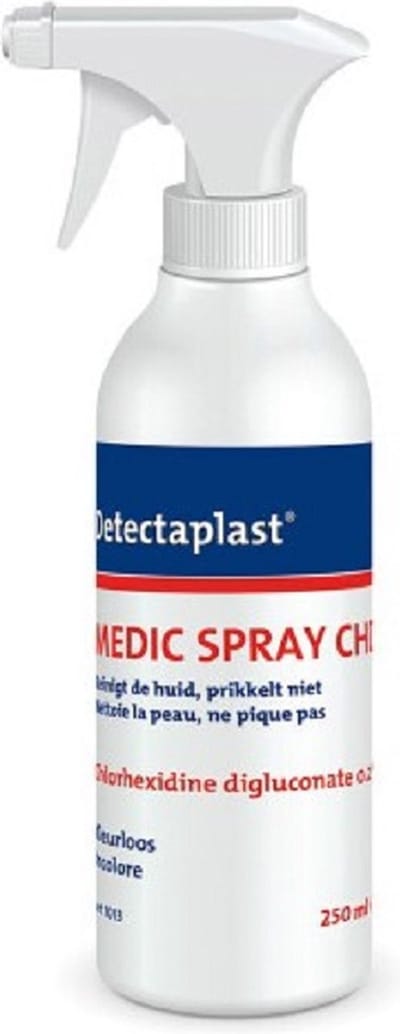 Ontsmettingsspray 250 ml | Reinigend – Ontsmettend – Prikt niet – Kleurloos – Maakt geen vlekken | Chloorhexidine – Alcoholspray – Wondspray | De Veiligheids-winkel