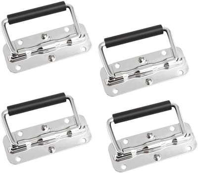 Dailygoods- Handvat Veerbelast - 4 Stuks - Metalen Handgreep - Zwart Rubberen Grip - Schokbestendig - Roestbestendig - 110 x 41 mm - Handgrepen