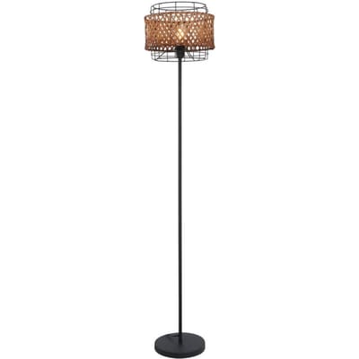Vloerlamp GINA Metaal 151.0cm Matt zwart | Bamboe E27 1-Lichts