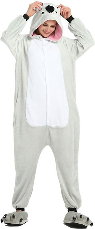 Koala Onesie Pak Kostuum Outfit Huispak Jumpsuit Verkleedpak - Verkleedkleding - Halloween & Carnaval - SnugSquad - Kinderen & Volwassenen - Unisex - Maat XL voor Lichaamslengte (173 - 195 cm)
