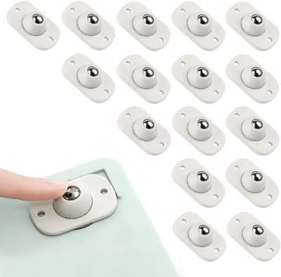 Allecto Plus - Zelfklevende Mini Rollen voor Keukengerei - 360° Draaibaar - Wit - 16 Stuks