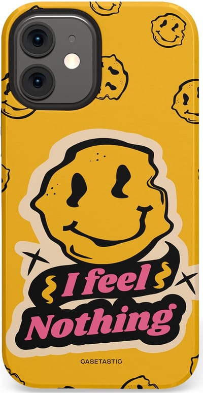 Casetastic hoesje geschikt voor Apple iPhone 12 Mini - Dubbellaagse bescherming - Alles is niks - Fashion Case - Okergeel Zwart Zand