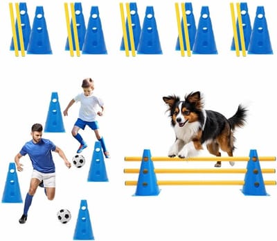 Agility Set voor Honden en Paarden, 5 Delige Sportset met Hordes en Cones voor Training, Verstelbare Obstakels voor Hondensport en Kinderen