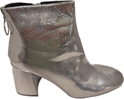 LUCKYSHOES-ENKELBOOTS-SILVERY-SNAKELOOK-HAKJE 5-7 CM-37