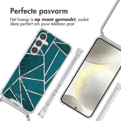 imoshion Hoesje - Geschikt voor Samsung Galaxy S24 Plus - Design Hoesje met Koord - Petrol Green Graphic