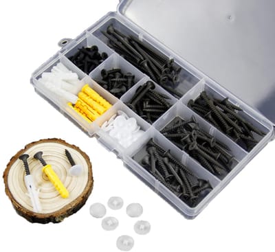 Assortiment van 190 Roestbestendige Houtschroeven met Platte Kop en Opbergdoos voor Zelftappen