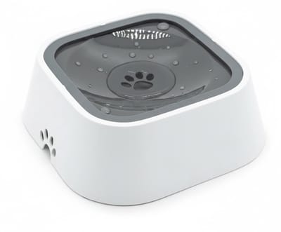 Famanu – Geen morsen waterbak voor honden - slow feeder voor rommelige drinkers - druppelvrij - spatwaterdicht ontwerp (grijs - 35 oz)