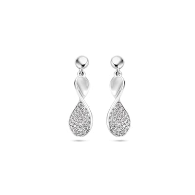 Zilver Gerhodineerd Oorhangers Zirkonia 1338261